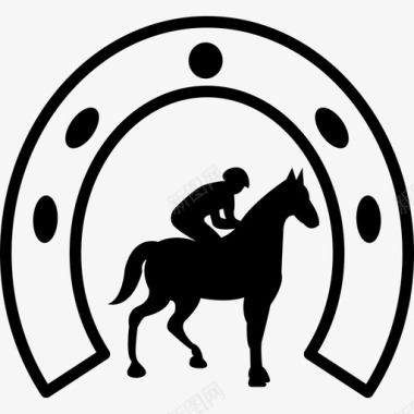 马蹄形下有骑师的步行马动物马2图标图标