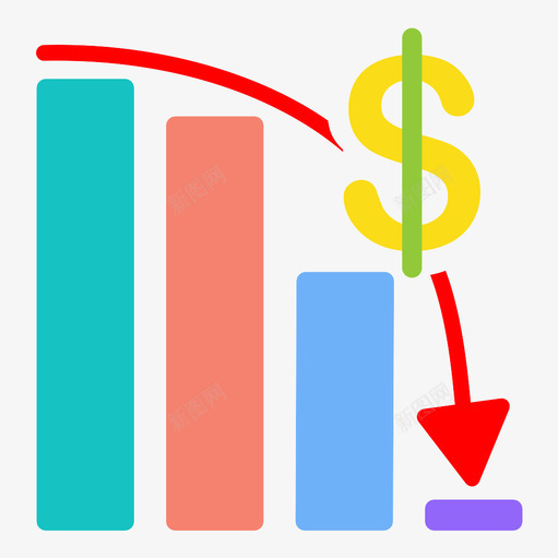 条形图问题暴跌图标svg_新图网 https://ixintu.com 信息图 收入 暴跌 条形图 衰退 钱 问题