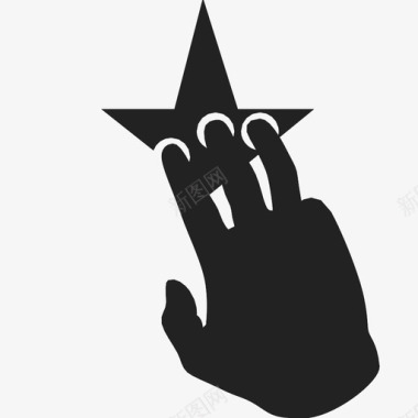 一只黑手的三个手指呈星形图标图标