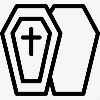 棺材葬礼十字架图标图标