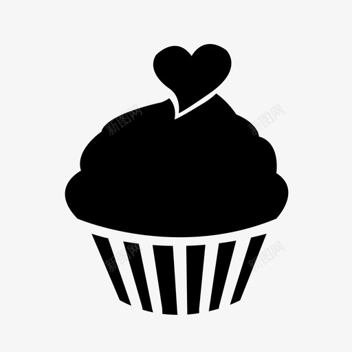 纸杯蛋糕生日心形图标svg_新图网 https://ixintu.com 心形 情人节 甜点 生日 纸杯蛋糕 馅饼