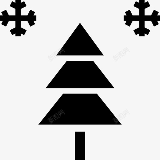 松树圣诞节绿色图标svg_新图网 https://ixintu.com 圣诞节 星星 木头 松树 树 绿色 针叶 雪