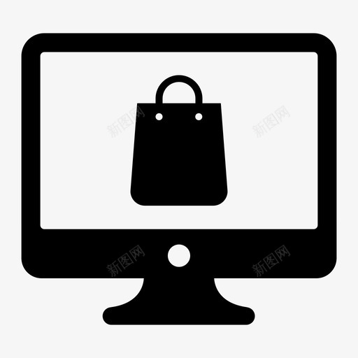 显示器在线网上购物图标svg_新图网 https://ixintu.com 个人电脑 在线 外设 屏幕 显示器 纸袋 网上购物 购物袋 采购 销售