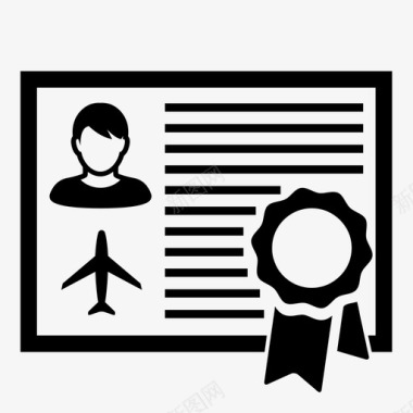 飞行员执照证书文件图标图标