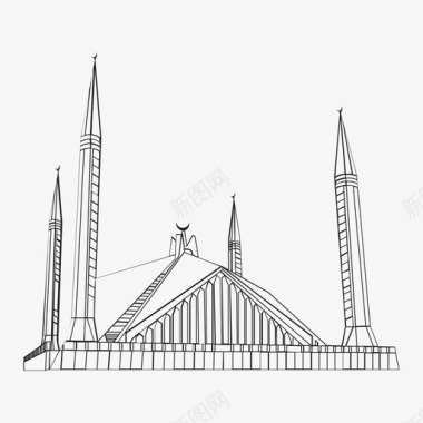 费萨尔清真寺建筑巴基斯坦图标图标