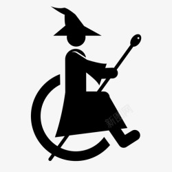 一个残疾人巫师轮椅警告图标高清图片