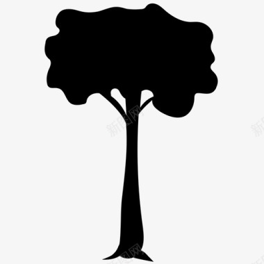 伞形松树树实心图标图标