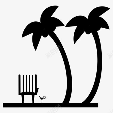 棕榈树热带放松图标图标
