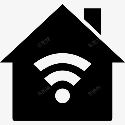 家庭wifi信号收音机图标svg_新图网 https://ixintu.com 互联网 信号 家庭wifi 房屋 收音机 无线 生活空间 连接