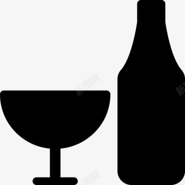 葡萄酒酒瓶和玻璃杯饮料图标图标