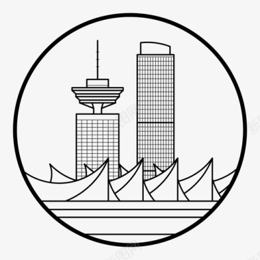 温哥华建筑城市图标图标
