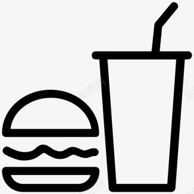 汉堡和苏打水软饮料垃圾食品图标图标