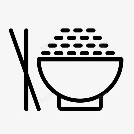 大米谷物食物图标svg_新图网 https://ixintu.com 大米 碗饭 碳水化合物 筷子 谷物 食物 食物和饮料 饭碗