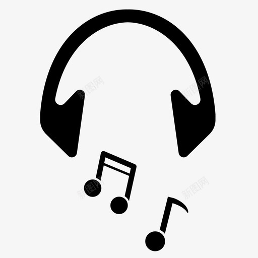 耳机歌曲音符图标svg_新图网 https://ixintu.com 收听 歌曲 电子产品 耳机 音符 音量