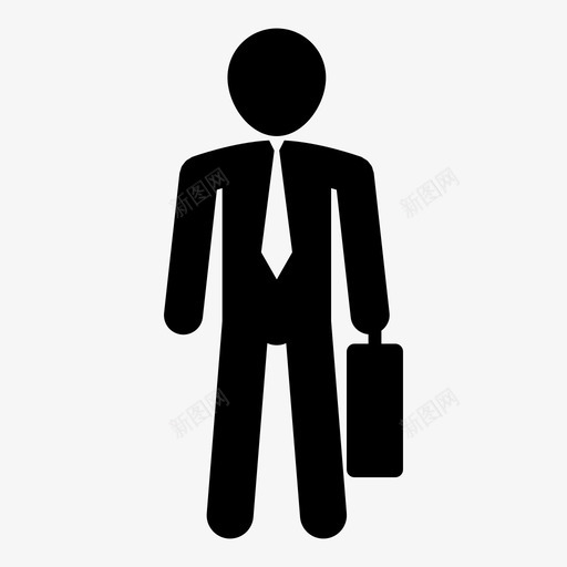 带行李箱的商人工作站立图标svg_新图网 https://ixintu.com 专业 人 人力资源 工作 带行李箱的商人 正面 站立