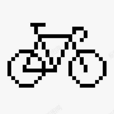 骑自行车像素化图标图标
