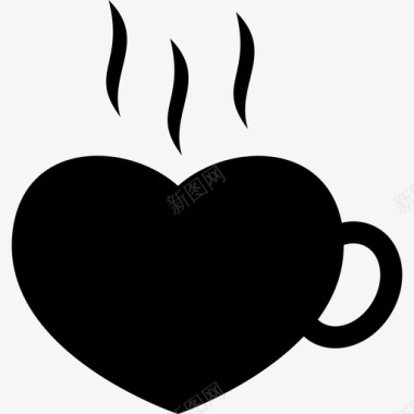 咖啡爱好者热杯的心形食物心跳图标图标