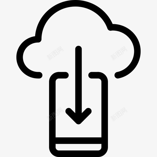 智能手机云存储手机图标svg_新图网 https://ixintu.com 下载云 云存储 云流媒体 云网络线图标 从云下载 在线存储 存储 手机下载 智能手机云