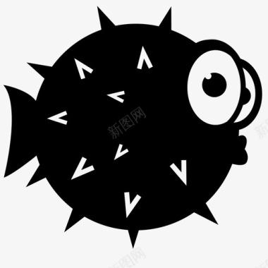 河豚泡泡鱼带刺图标图标