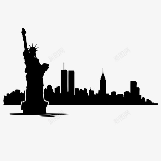 纽约美国城市图标svg_新图网 https://ixintu.com 城市 天际线 纽约 美国 自由女神像