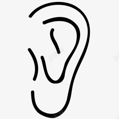 耳朵科学手绘涂鸦图标图标