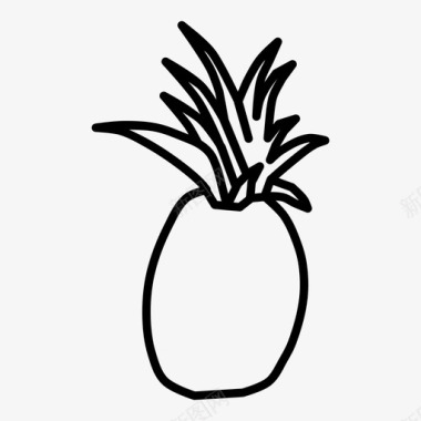 菠萝热带素描图标图标