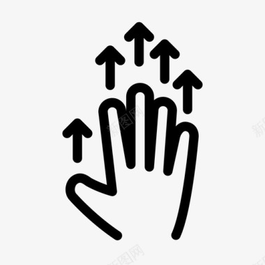 五个手指向上拖动交互手势屏幕手势图标图标