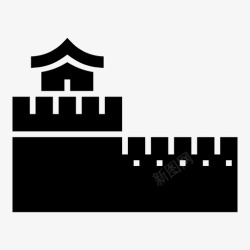 中国建筑标志中国长城中国墙堡垒图标高清图片