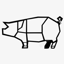 切块猪肉猪肉烤肉猪图标高清图片
