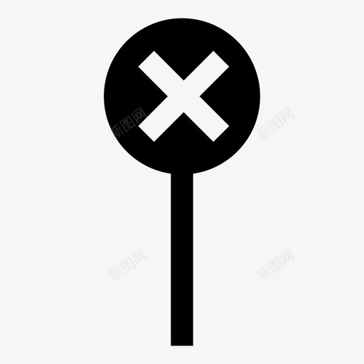 禁止符号停止图标svg_新图网 https://ixintu.com 信号 停止 圆 显示 杆 棍子 禁止 符号 规则 道路