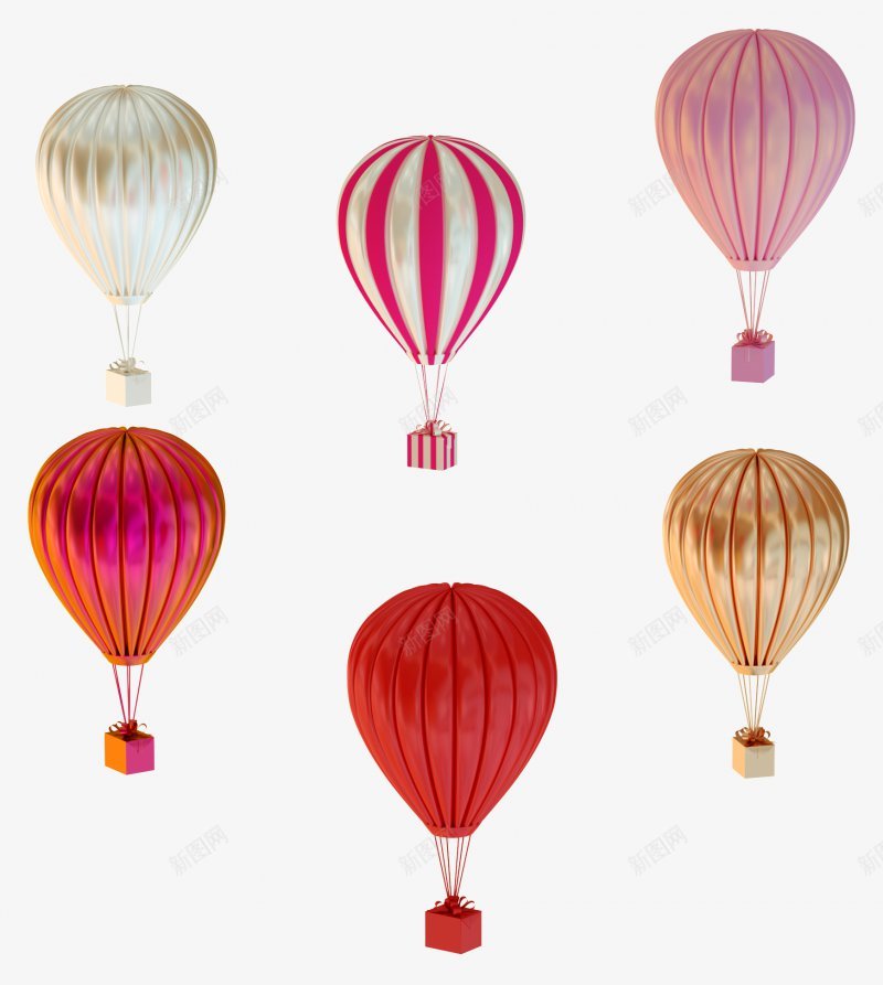 C4D小透明底3D热气球氢气球悬浮工作其他png免抠素材_新图网 https://ixintu.com 其他 工作