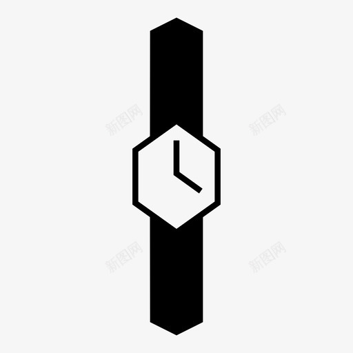 手表腕表时间图标svg_新图网 https://ixintu.com 六角形 几何形状 分钟 小时 手 手表 时间 时间表 腕表 表带