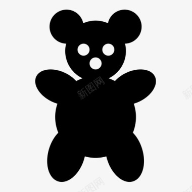泰迪熊填充动物礼物图标图标