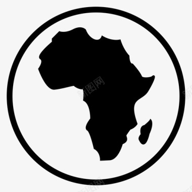 非洲大陆全球图标图标