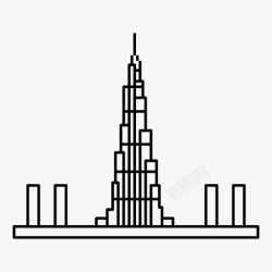 迪拜精英大厦哈利法塔世界奇观阿拉伯联合酋长国联合会图标高清图片
