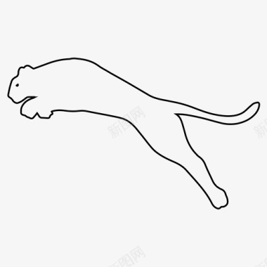 豹跳跃豹子图标图标