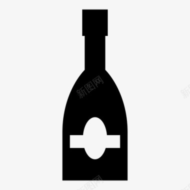 香槟瓶子气泡图标图标