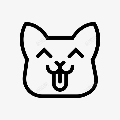 顽皮动物猫图标svg_新图网 https://ixintu.com 动物 只有头 戏弄 无颜色 猫 猫的情绪 玩具 笑话 舌头 顽皮