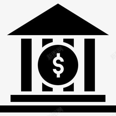 银行建筑货币图标图标