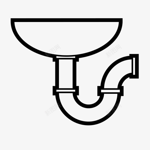 水槽排水管管道图标svg_新图网 https://ixintu.com 排水管 水 水槽 洗脸盆 管道 线性结构