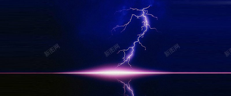 闪电极光蓝色紫色水平线炫酷科幻海报banner科技背景
