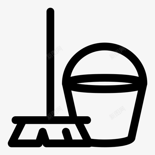 拖把和桶清扫拭子图标svg_新图网 https://ixintu.com 把手 拖把和桶 拭子 桶 清扫 清洁 清洁工 清理 简单的卷曲图标 肥皂