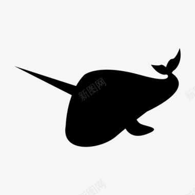 独角鲸海洋生物图标图标