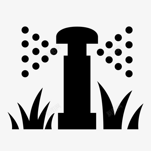 洒水器后院前院图标svg_新图网 https://ixintu.com 前院 后院 庭院 房子 水 洒水器 浇水 草地
