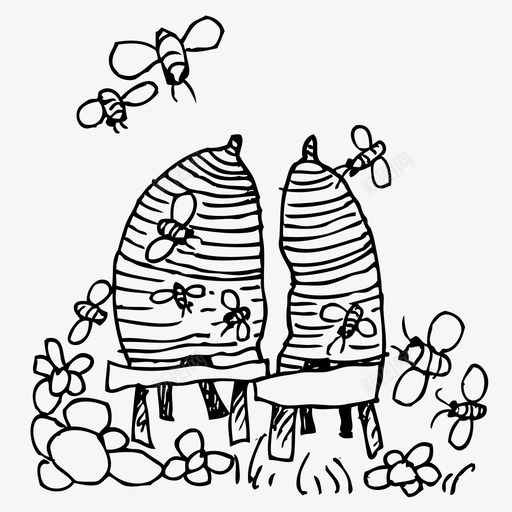 蜂箱蜂群蜜蜂图标svg_新图网 https://ixintu.com 手绘 蜂箱 蜂群 蜜蜂