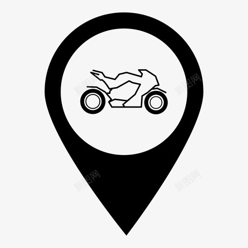 摩托车展厅商店图标svg_新图网 https://ixintu.com pin 位置 停车场 商店 地图标记 定位销 导航 展厅 指针 摩托车 车道