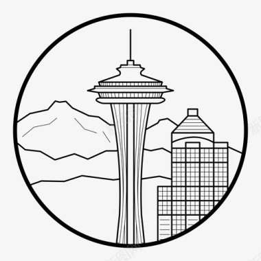 西雅图建筑城市图标图标
