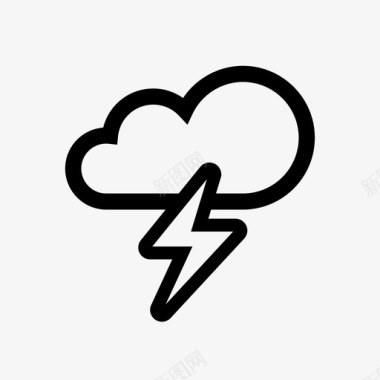 风暴云天气预报闪电图标图标
