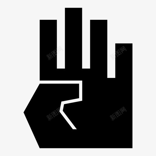 四个手指手势手动作图标svg_新图网 https://ixintu.com 动作手 四个手指 平手 手动作 手势