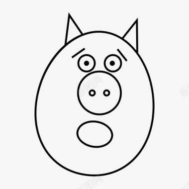 猪面部表情农场动物图标图标
